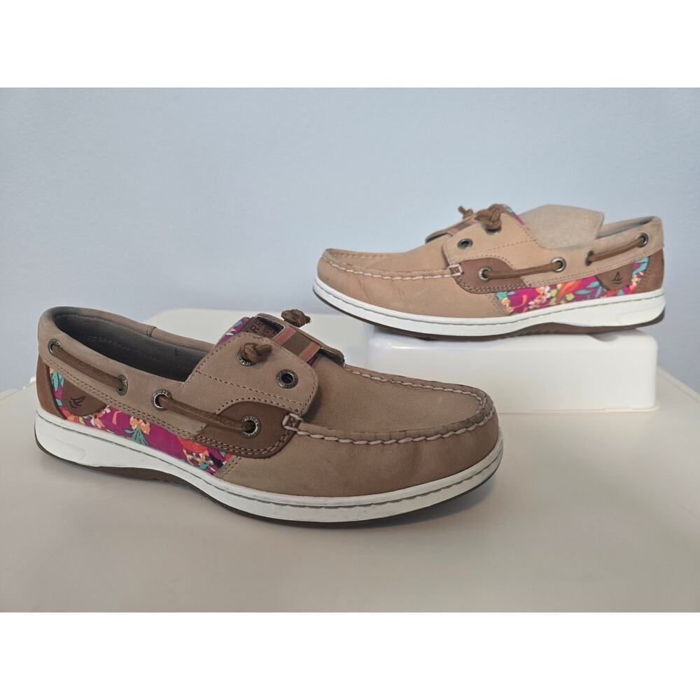 Sperry Top-Sider Boat Shoes Women’s 7.5M Floral Canvas Leather Travel Comfort